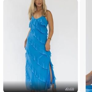 Blue tiered ruffle maxi dress